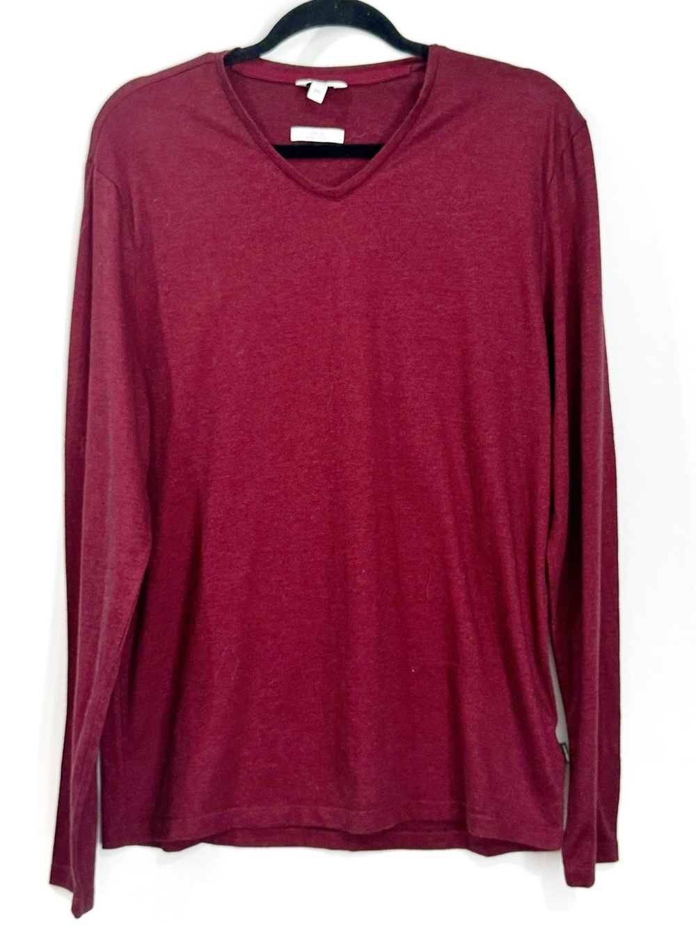 Calvin Klein Mens Burgundy Shirt Liquid Touch Slim Fit  Large Long Sleeve Tee